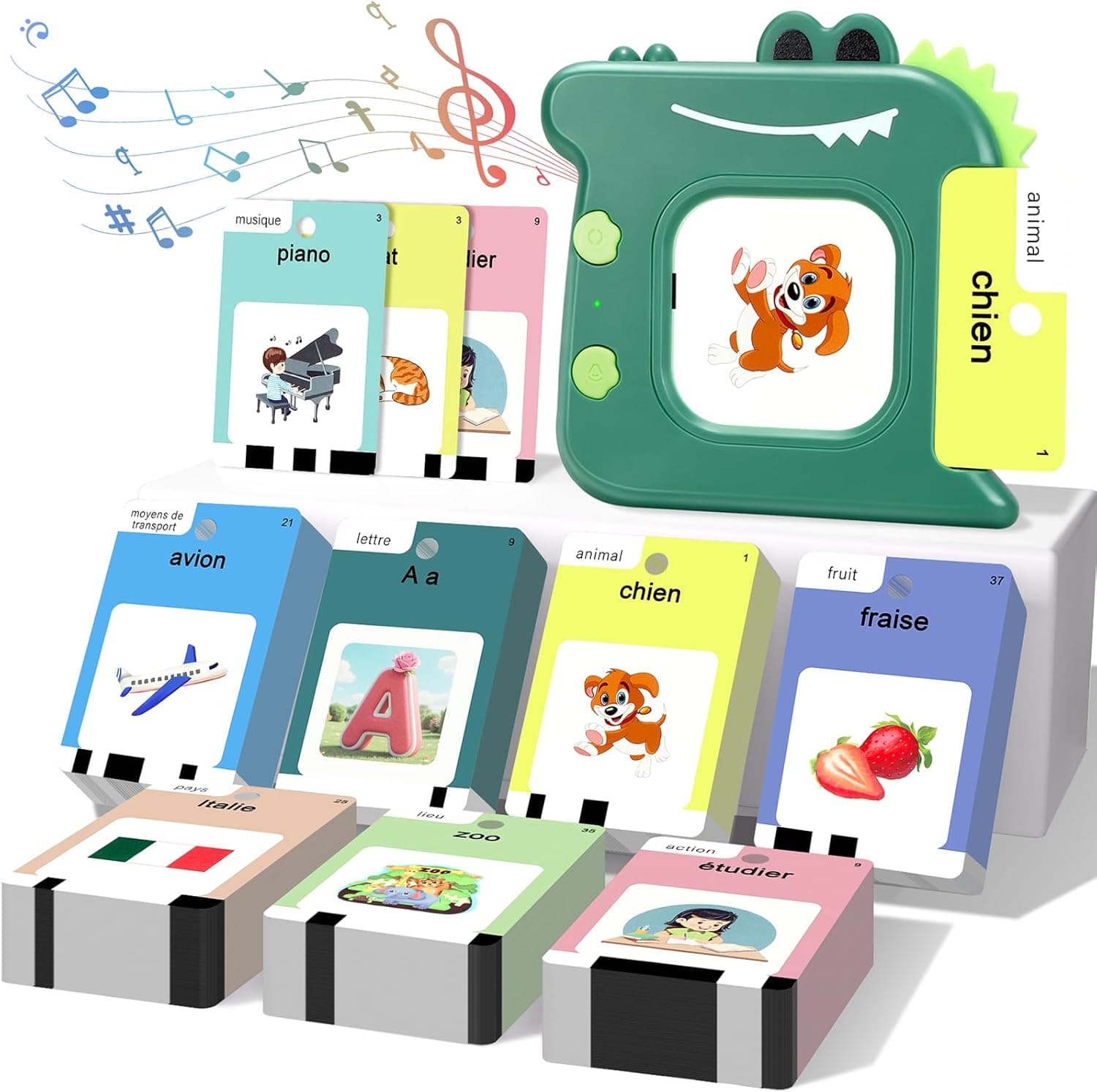 420 Cartes Éducatives Parlantes, Jeu de Cartes Flash Montessori Français, Jeux Educatif Pédagogique avec Sons pour Jouet Enfants 3-6 Ans, pour Apprentissage Préscolaire 10 FR Chansons