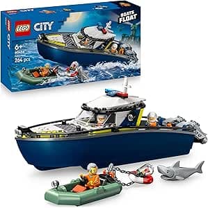 LEGO City Persecución en Barco de Policía - Juego Policial con 2 Barcos de Juguete, 3 Minifiguras y Figura de Tiburón - Regalo para Niños y Niñas de 6+ Años 60456 : Amazon.es: Juguetes y juegos