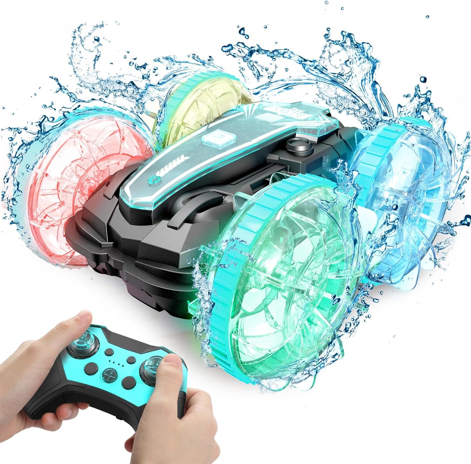 Coche teledirigido Todoterreno, 4 WD 360 °Rotación 2,4 GHz RC Coche Todo Terreno, Impermeable, Stunt Car Offroad Juguete para niños, niño, Regalo de cumpleaños de Navidad para niña, 8 – 12