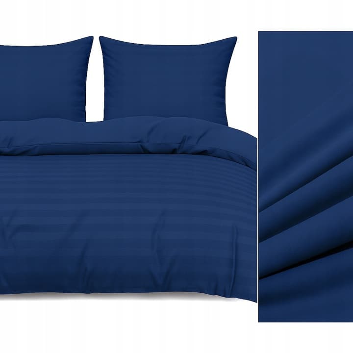 Komplet pościeli z adamaszku 200x220 +2 poduszki hotelowa niebieski, chaber