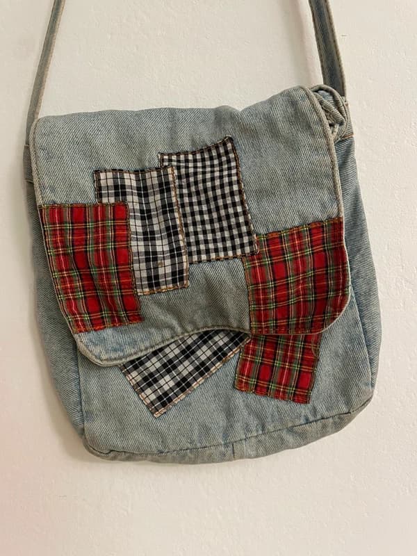 Torebka jeansowa vintage patchwork retro Y2K