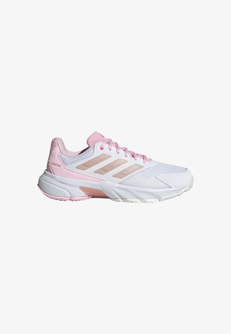adidas Performance COURTJAM CONTROL 3 - Multicourt Tennisschuh - cloud white   silver metallic   lucid pink/weiß - Zalando