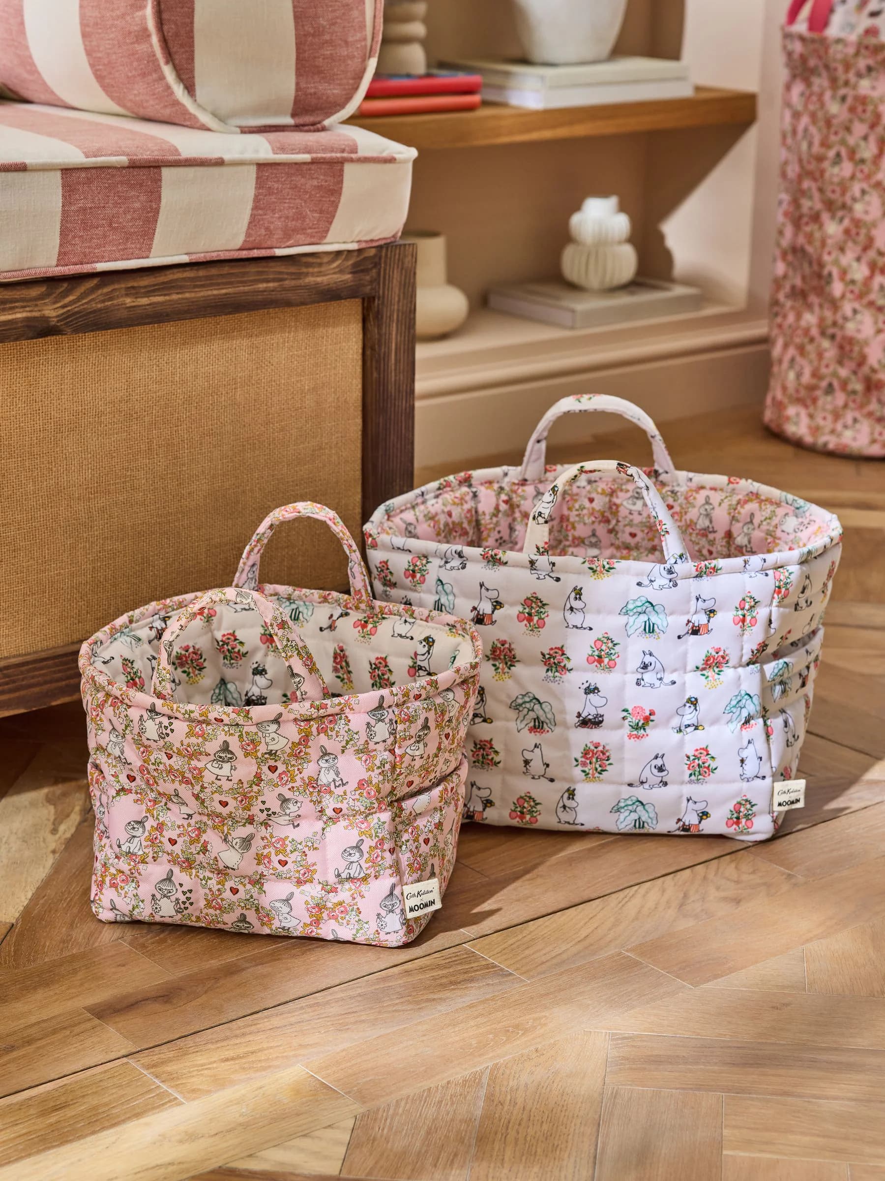 Cath Kidston Set of 2 Pink Moomin Quilted Storage Bags - Size ONE