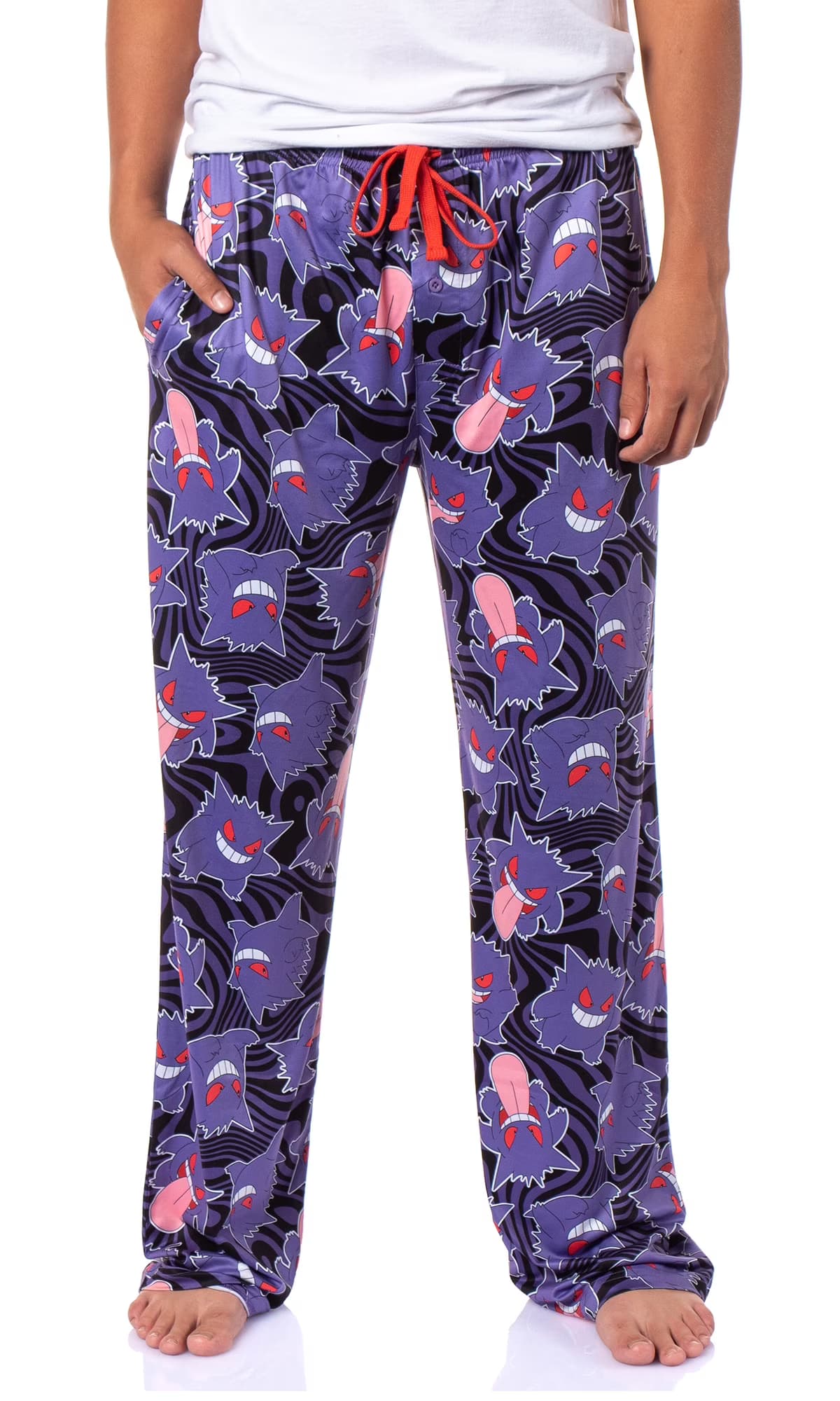Pokemon Men's AOP Gengar Swirl Ghost-Type Sleep PJ Loungewear Adjustable Elastic Waistband Pajama Pants - Walmart.com
