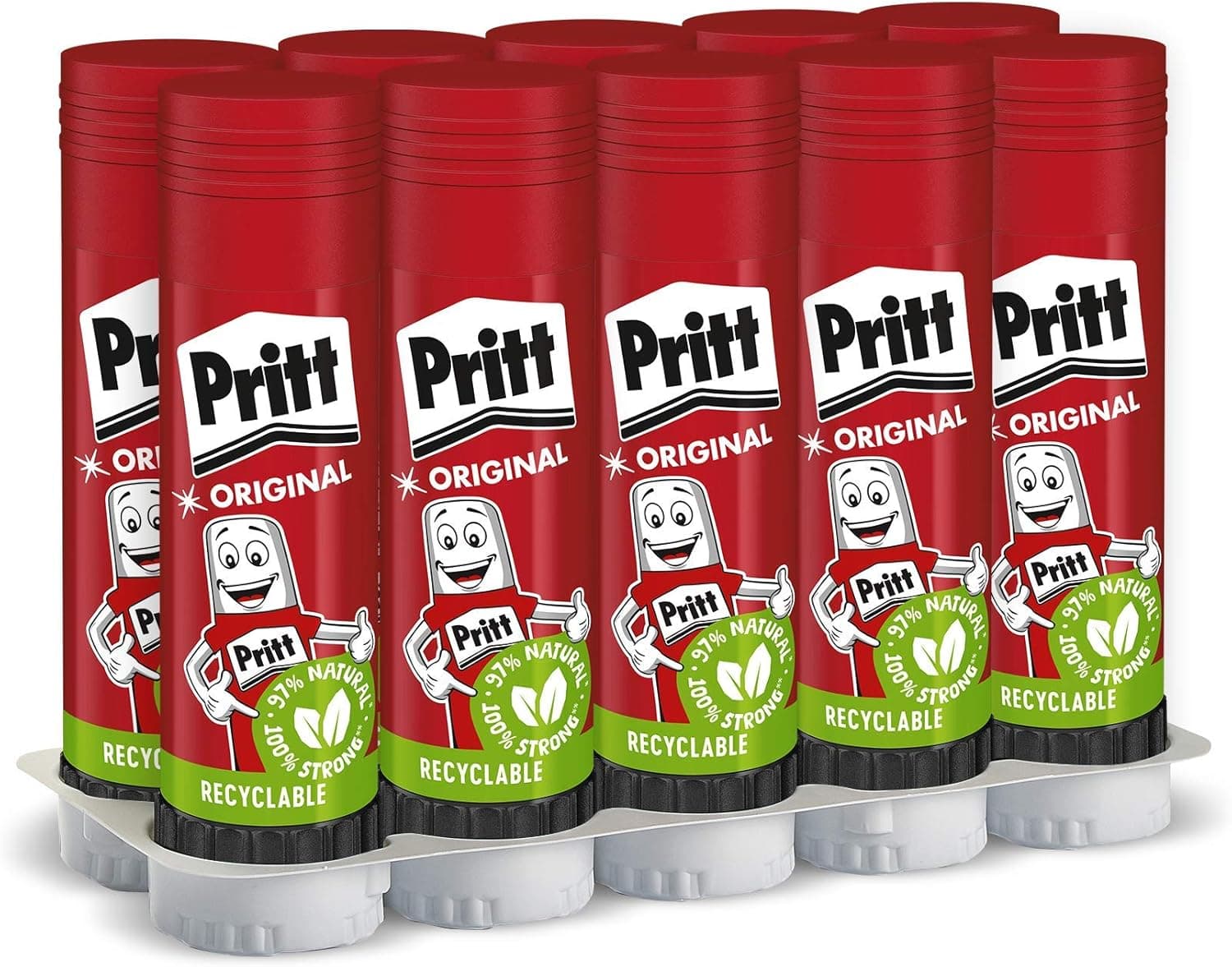 Pritt Stick 43 g - Pegamento en barra, Rojo, 10 unidades