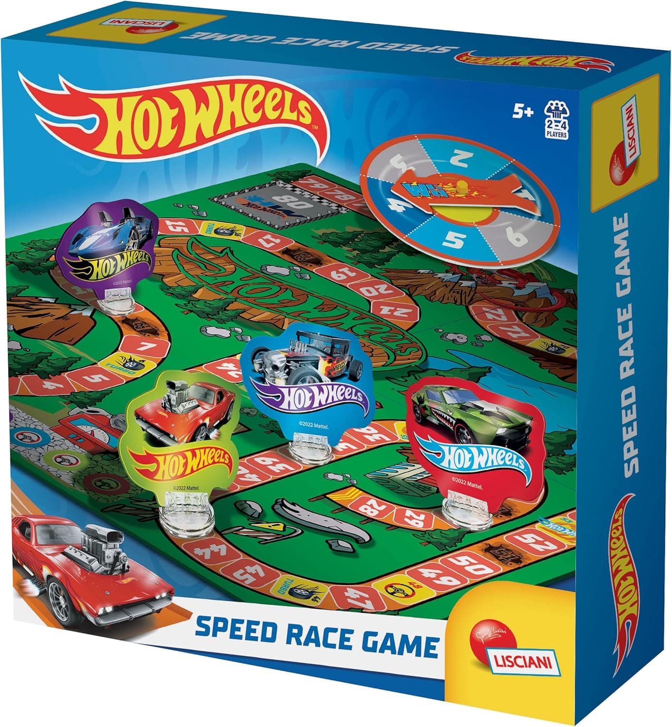 Lisciani - HOT WHEELS Speed Race Spiel - Das klassische Rennspiel für Kinder ab 5 Jahren - Gesellschaftsspiel für 2 bis 4 Spieler - Fördert Gedächtnis, Logik und einfache Rechenfähigkeiten