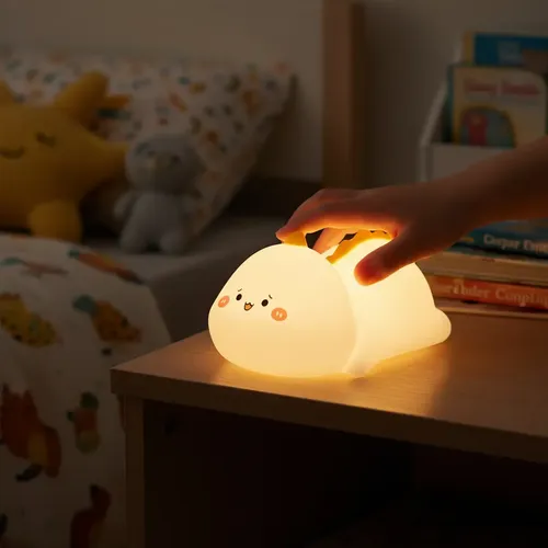 Lampara Velador Silicona Moderno Niños Dinosaurio Blanco