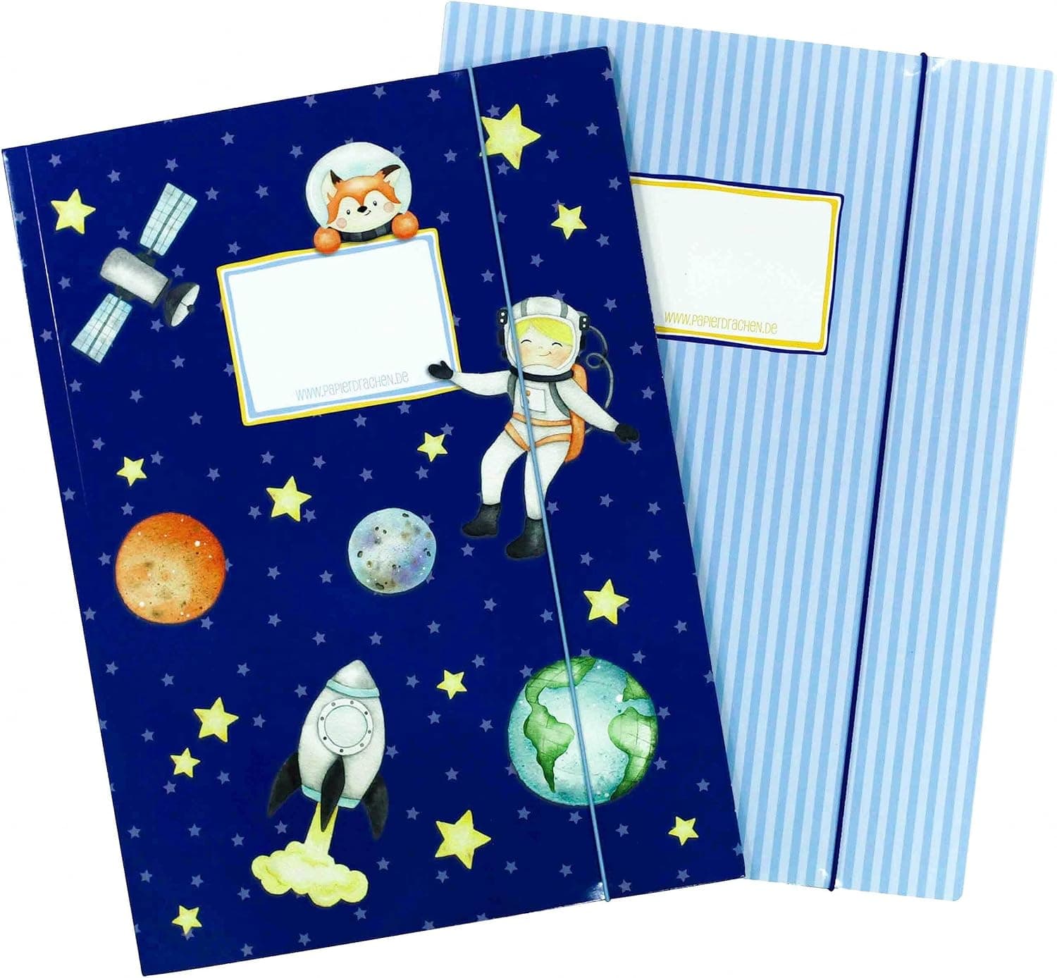 2 carpetas escolares para niños DIN A4 | motivo astronauta - carpeta de correo para alumnos de primaria - coleccionista de cuadernos - grapadora de silla - set número 5