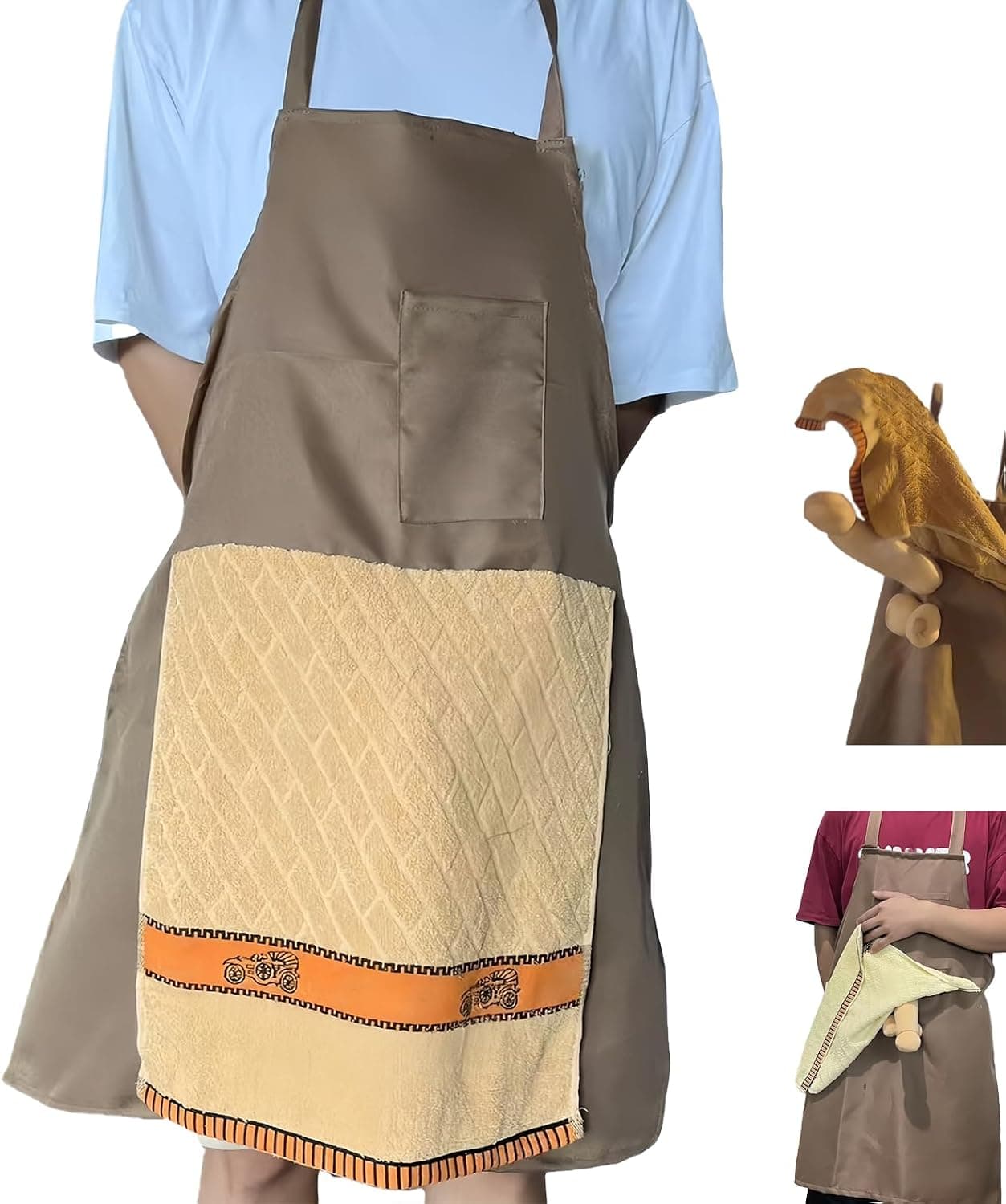 Chef's Prank Apron, Naughty Funny Aprons for Men, Gag Gift for Dad | Surprise Hiding Funny Apron, Total Length 26 In, Head Chef Apron Prank with Pocket, Naughty Aprons for BBQ Grilling