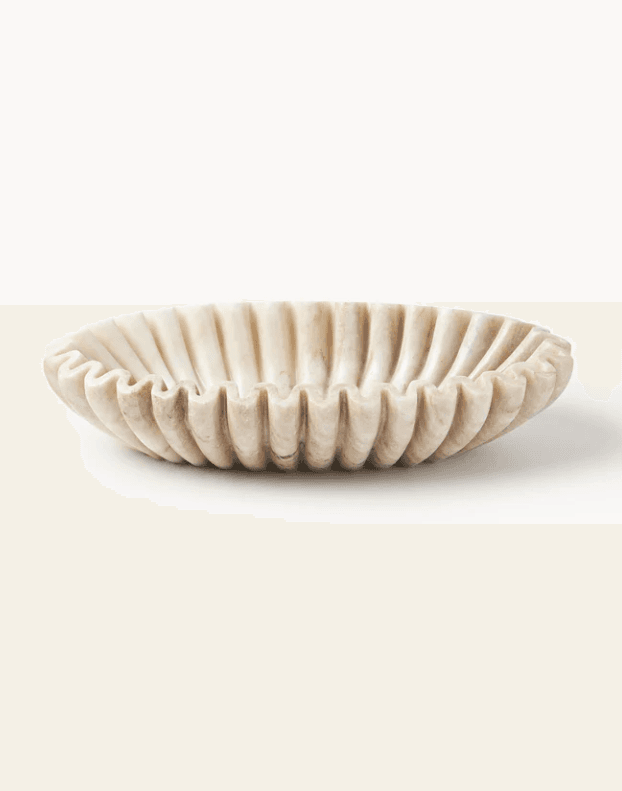 Handgemaakte ovale decoratieve schaal Santorini van marmer, B 35 cm ❘ Westwing