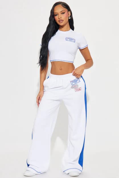 Boarding Soon Pant Set - White/combo | Fashion Nova