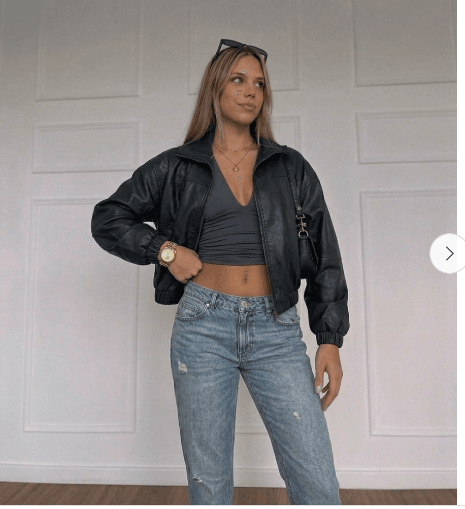CASACA BOMBER CROP JUVENIL OVERSIZE