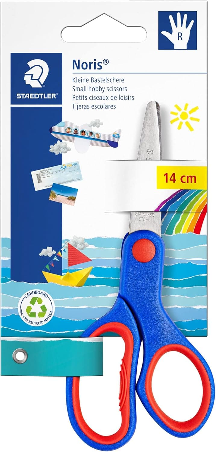 Staedtler Noris Club 965 14NBK - Tijeras para niños diestros de 14 centímetros, Multicolor