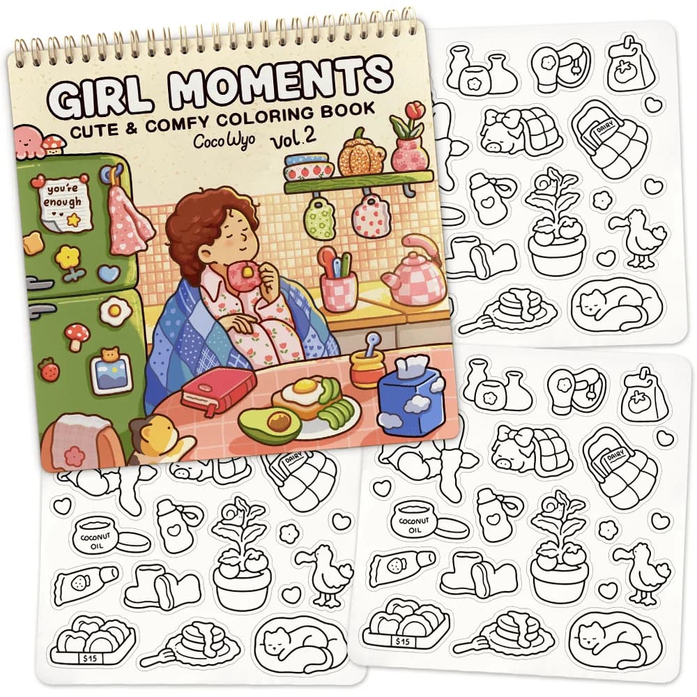 Girl Moments Vol. 2 Coloring Book (Spiral-bound) &amp; Sticker Set