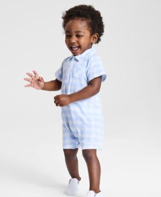 Baby Boys Friendship Plaid Romper, Exclusively at Macy's