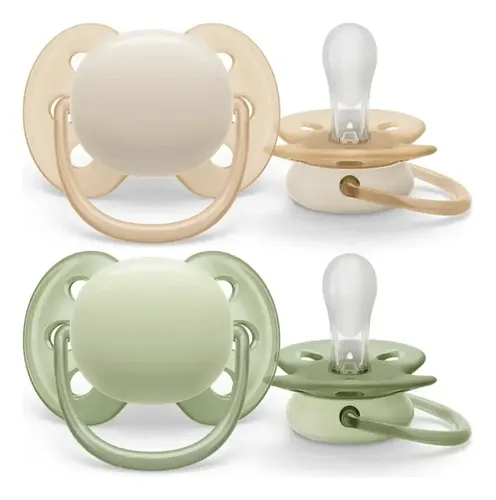 Chupete Avent Ultra Soft 0-6m X2 Recien Nacido Color Verde Ultrasoft Período De Edad 0-6 Meses