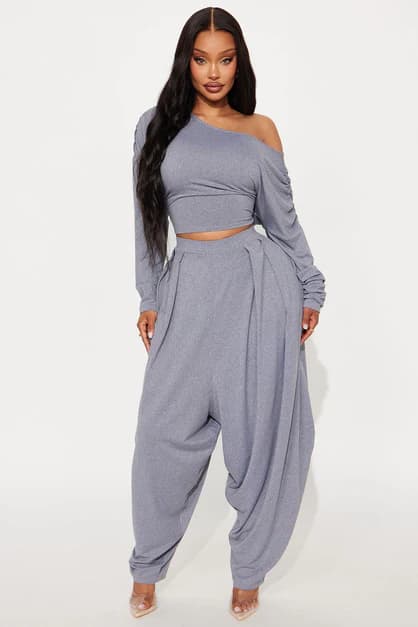 Cool Girl Balloon Pant Set - Heather Grey | Fashion Nova