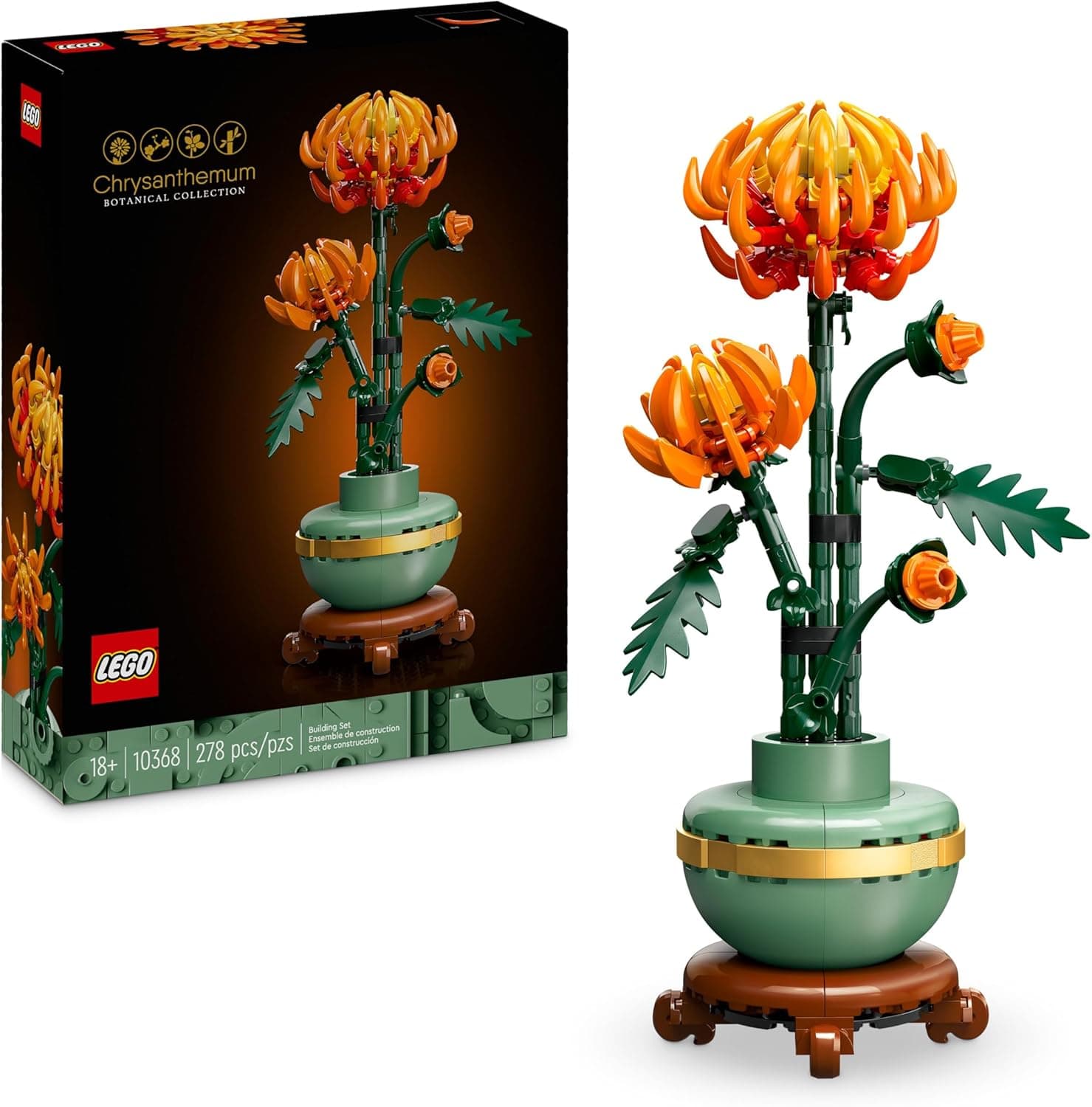 LEGO Botanicals Crisantemo Adorno de Flores Artificiales - Decoración Floral para el Hogar y Oficina - Maqueta para Construir para Adultos de Planta Artificial - Regalo para Mujeres y Hombres 10368