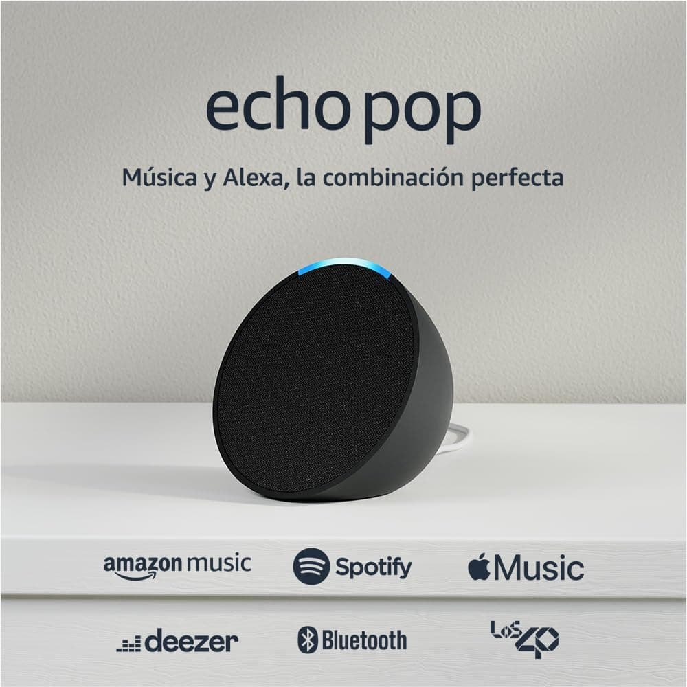 Echo Pop (Última generación) | Altavoz inteligente Bluetooth de sonido potente y compacto | Antracita, con Acceso Anticipado a Alexa+