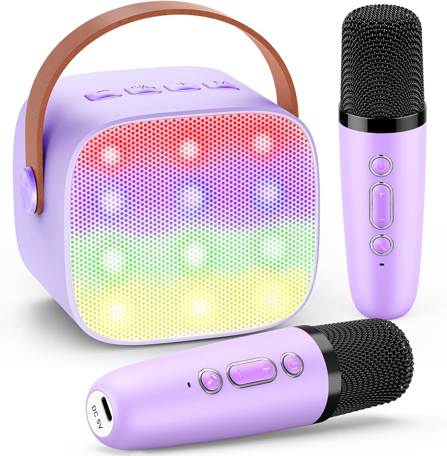 Dislocati Karaoke con 2 Microfonos Inalambricos, Regalo Navidad Juguetes Niña 3-12 Años Portátil Micrófono Karaoke Bluetooth para Niños y Adultos Ideal para Celebraciones Familiares y Fiestas