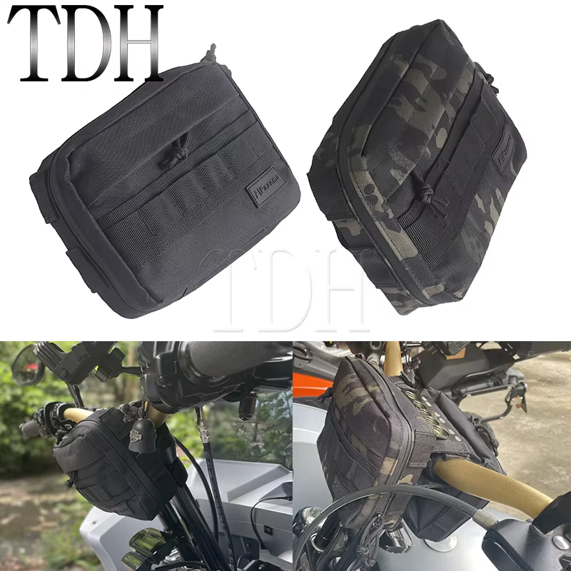 Motorcycle Handle Bar Bag 1680D Ballistic Nylon Front Handlebar Travel Bag For Harley Dyna Softail Sportster XL Chopper Cruiser