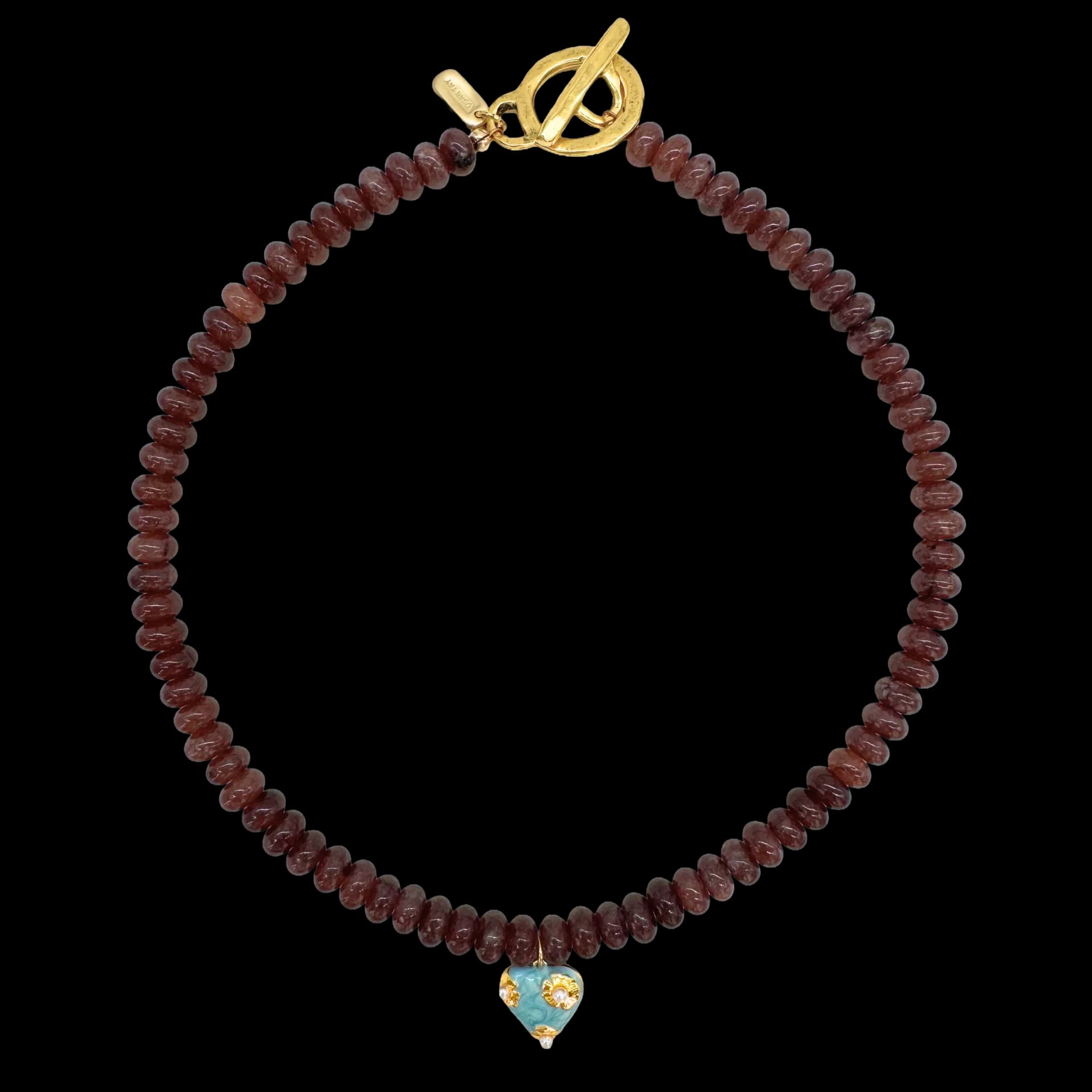 Brown Beaded Heart Necklace