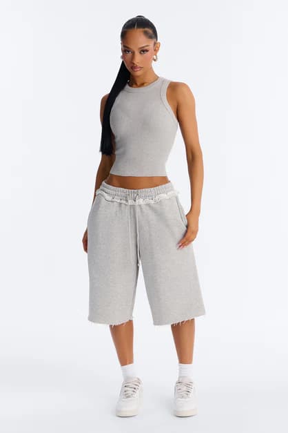 Laura Fleece Jort Set - Grey | Fashion Nova