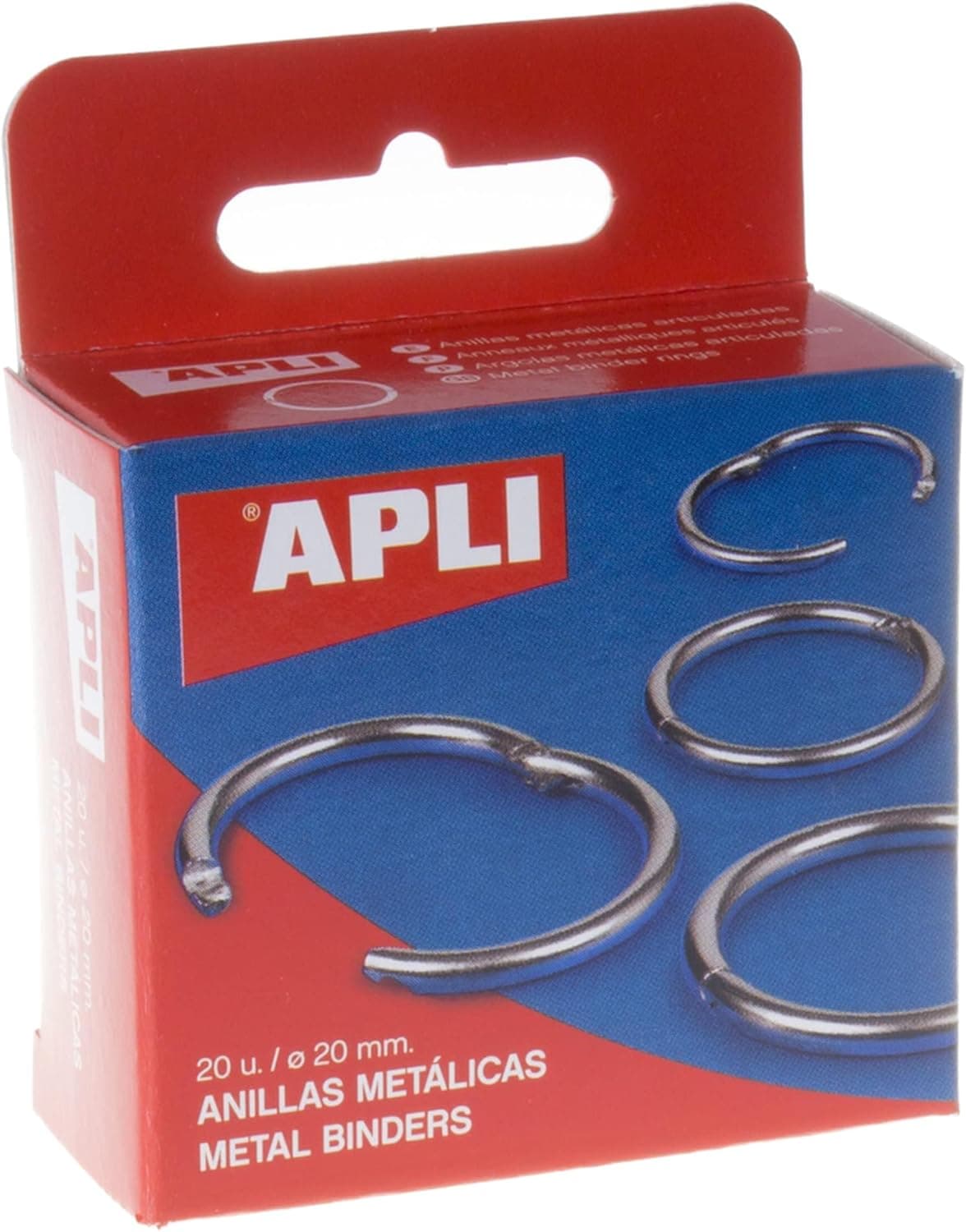 APLI 451 - Caja con 20 anillas metálicas (20 mm)