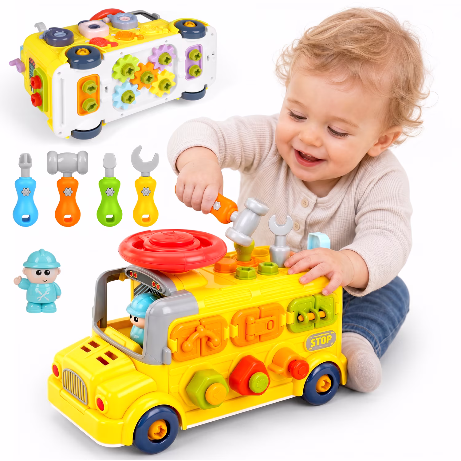 Huge Wave Baby Montessori Learning Toys, Sensory Activity Bus Toddler Toys, Educational Interactive Learn Car, Birthday Gift for 1 2 3 Years Old Boys Girls - Walmart.com