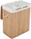 Takme Home Bamboo Bamboo Laundry Hamper with Dual Compartment, Lights & Darks - 32x52x60cm/90L Storage Basket