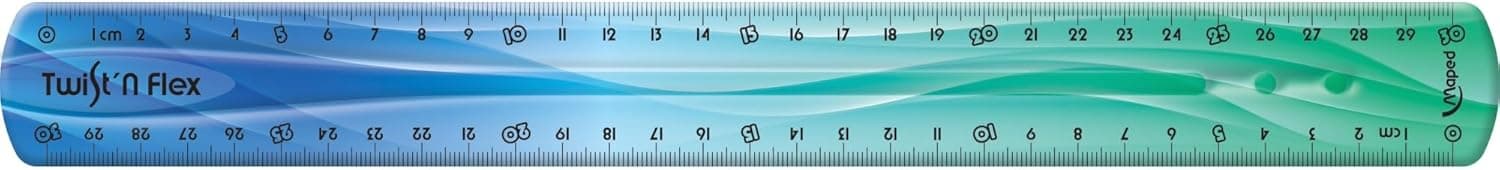 Maped Regla Flexible 30 cm, Twist'n Flex Decor, Diseño Lúdico e Irrompible, Doble Graduación en cm y mm, Ideal para Escuela y Oficina, 4 Modelos Diferentes, Acrílico Duradero y Resistente