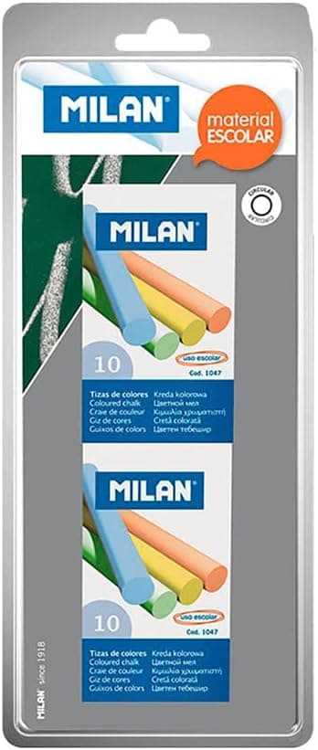 MILAN Blíster 2 cajas 10 tizas de colores (sulfato de calcio)