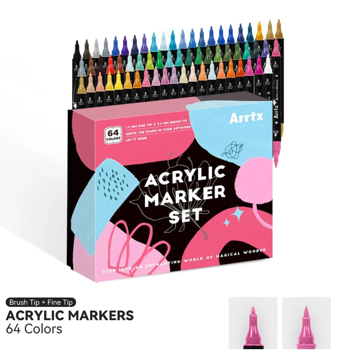 Arttx Acrylic Markers 64 Dual Tip