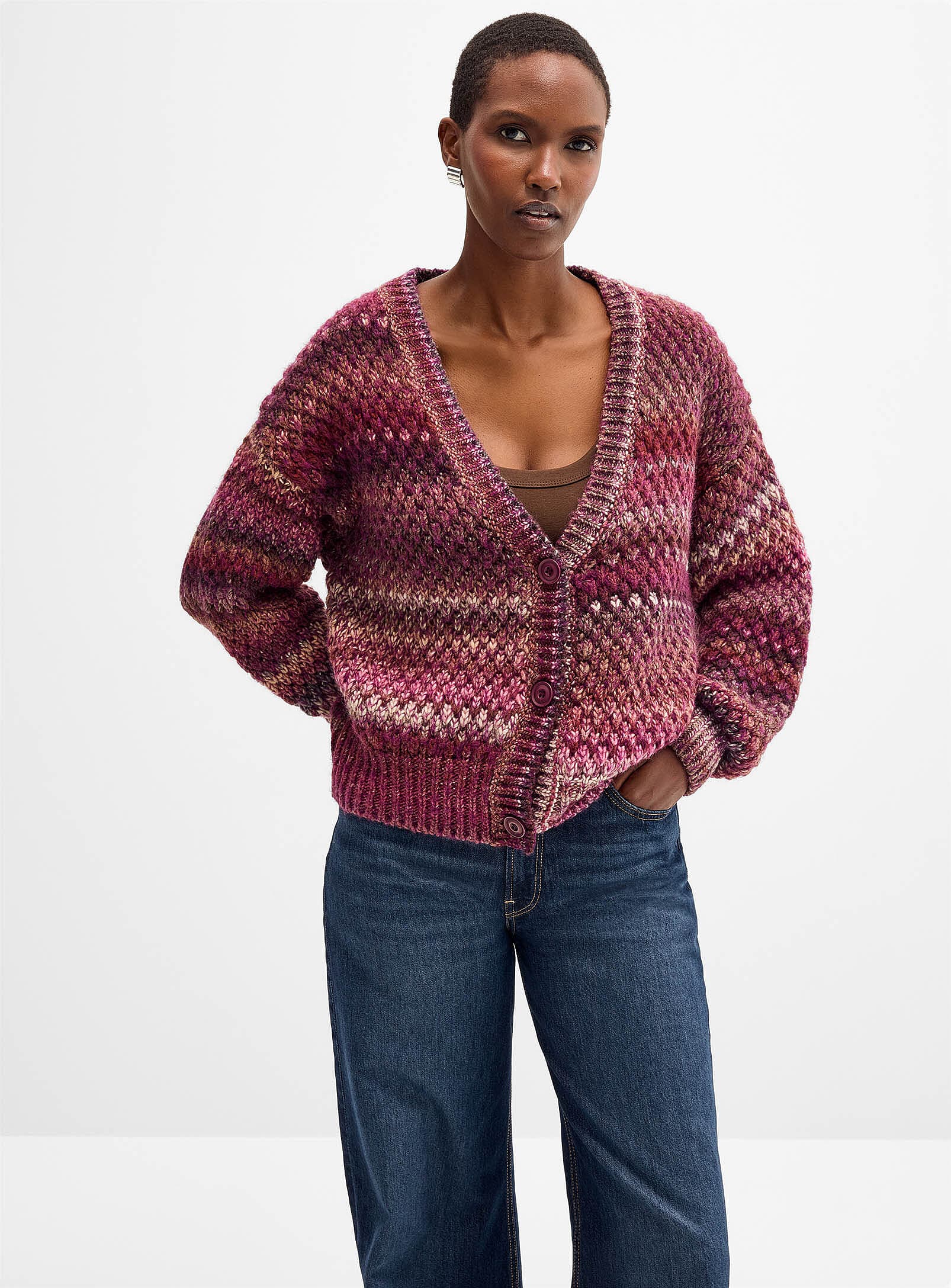Rainbow textured cardigan Exclusive collection from Italy