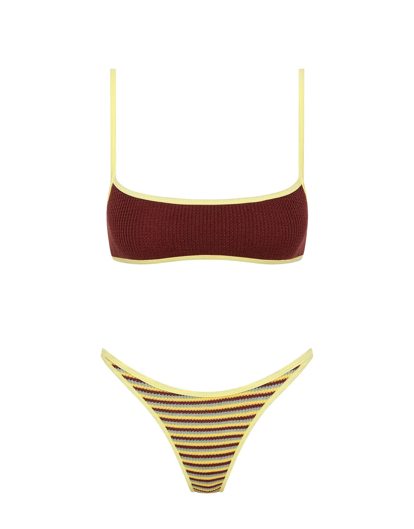MIMA BUTTER CROCHET STRIPE Crop Bikini Set