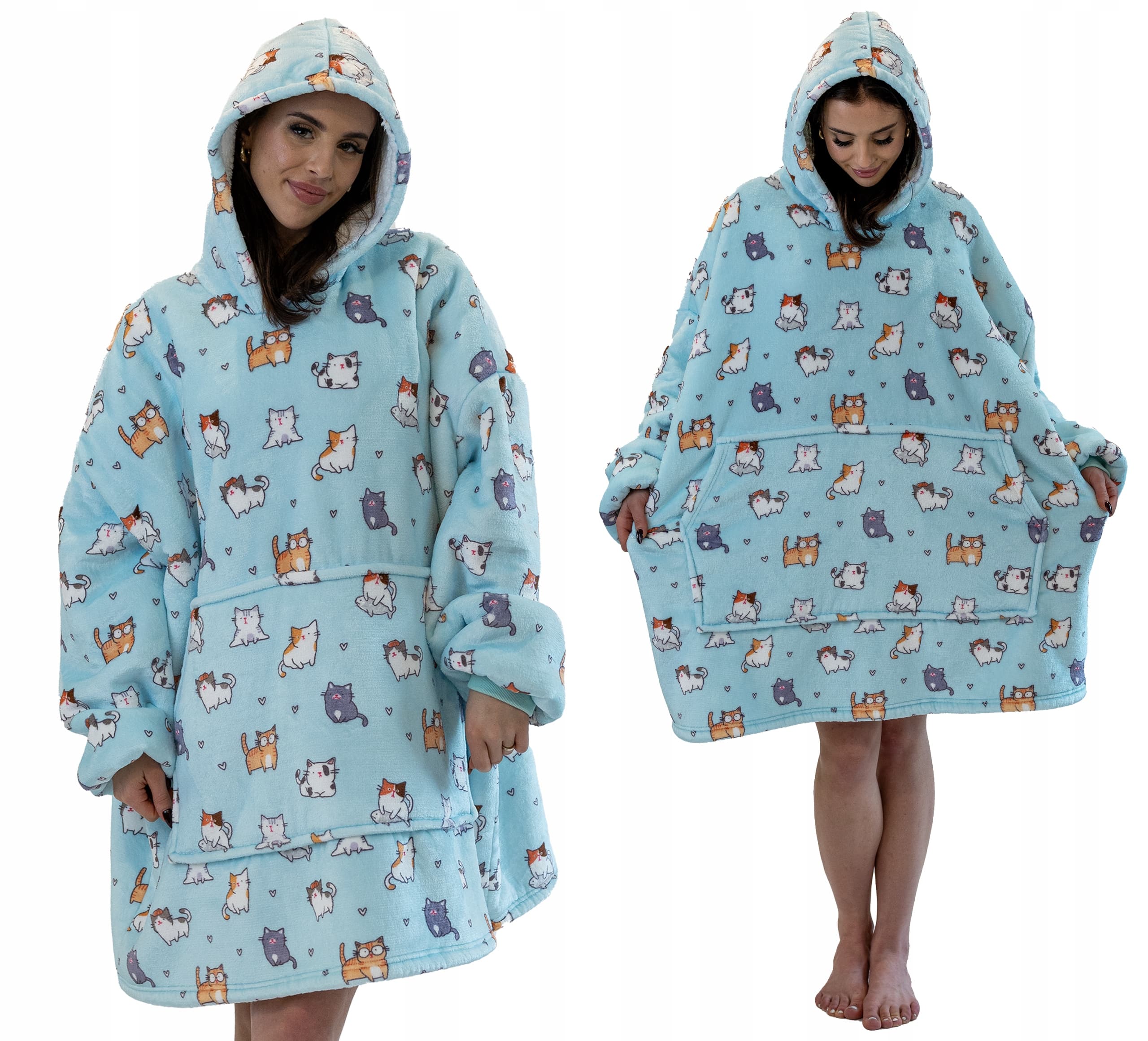 KOC BLUZA Gruba Kocobluza Oversize Futrzak XXL Koty Kotki 460 GSM AŻ 1,3 kg
