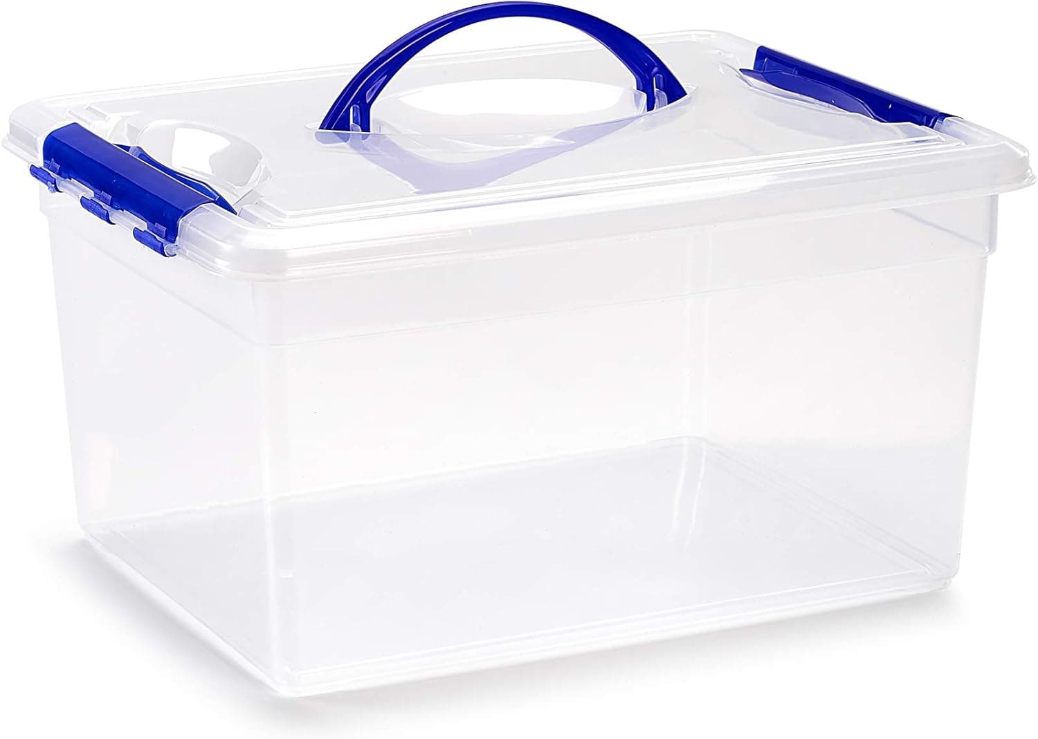 PLASTIC FORTE, Caja de almacenamiento, Transparente, 12 litros, con asa