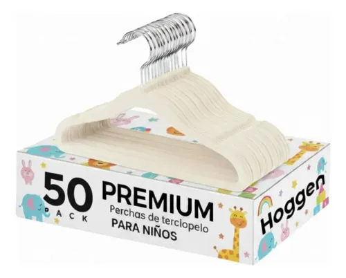 Perchas Terciopelo Niños Antideslizantes Infantiles X 50 Color Beige 35cm