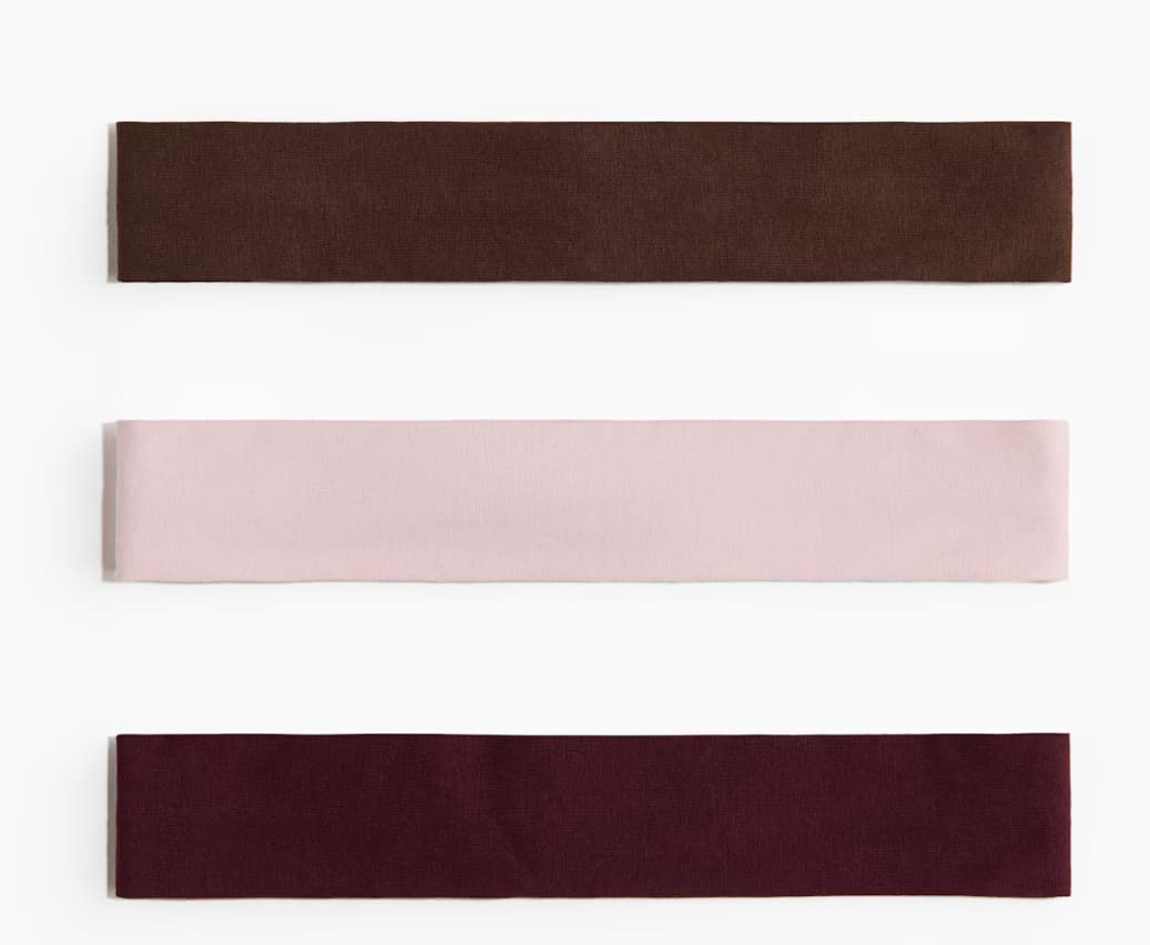 Set van 3 katoenen tricot haarbanden - Wit/donkergrijs/zwart - DAMES | H&M NL