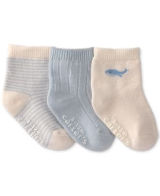 Baby Boys' Whale Ankle Socks, 3-Pack