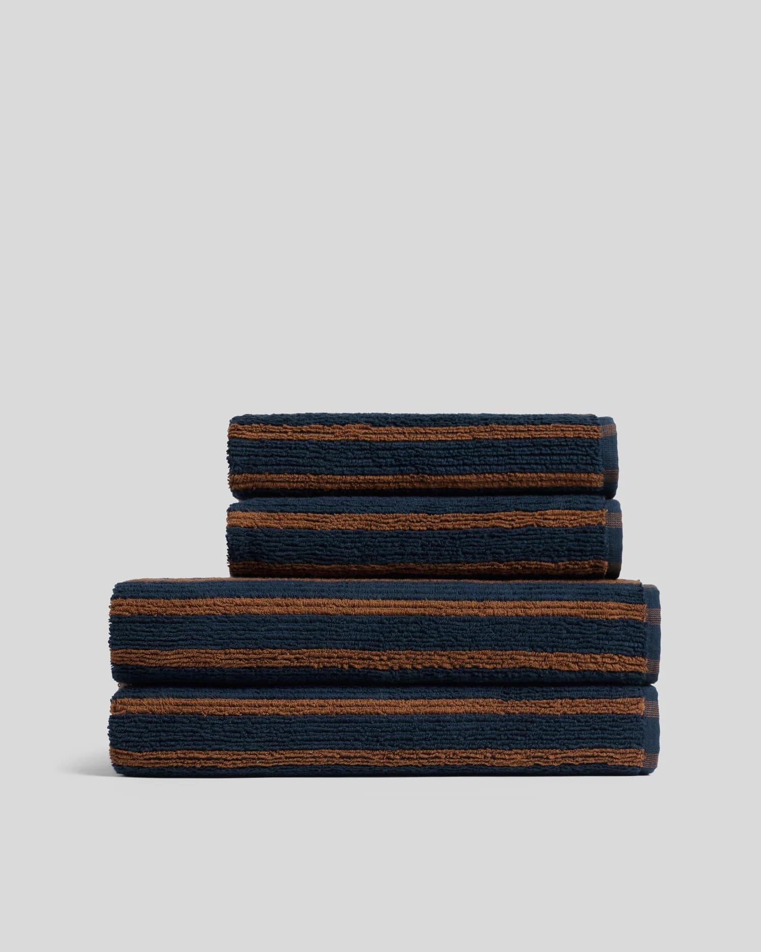 2+2 Organic Resort Stripe Bath Bundle - Ink with Tobacco