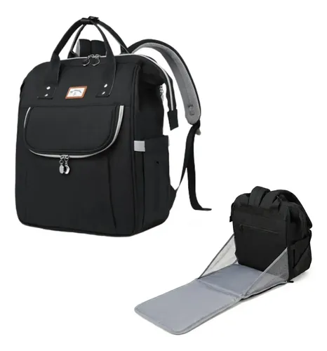 Mochila Maternal Con Cambiador Incluído Multiuso Impermeable Negro