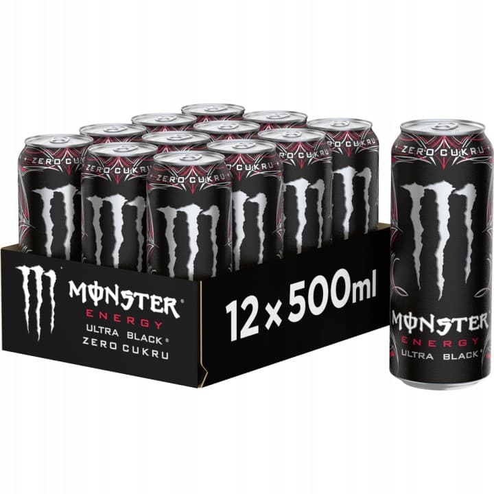 Napój energetyczny energetyk Monster Ultra Black Zero wiśnia 12x 500 ml