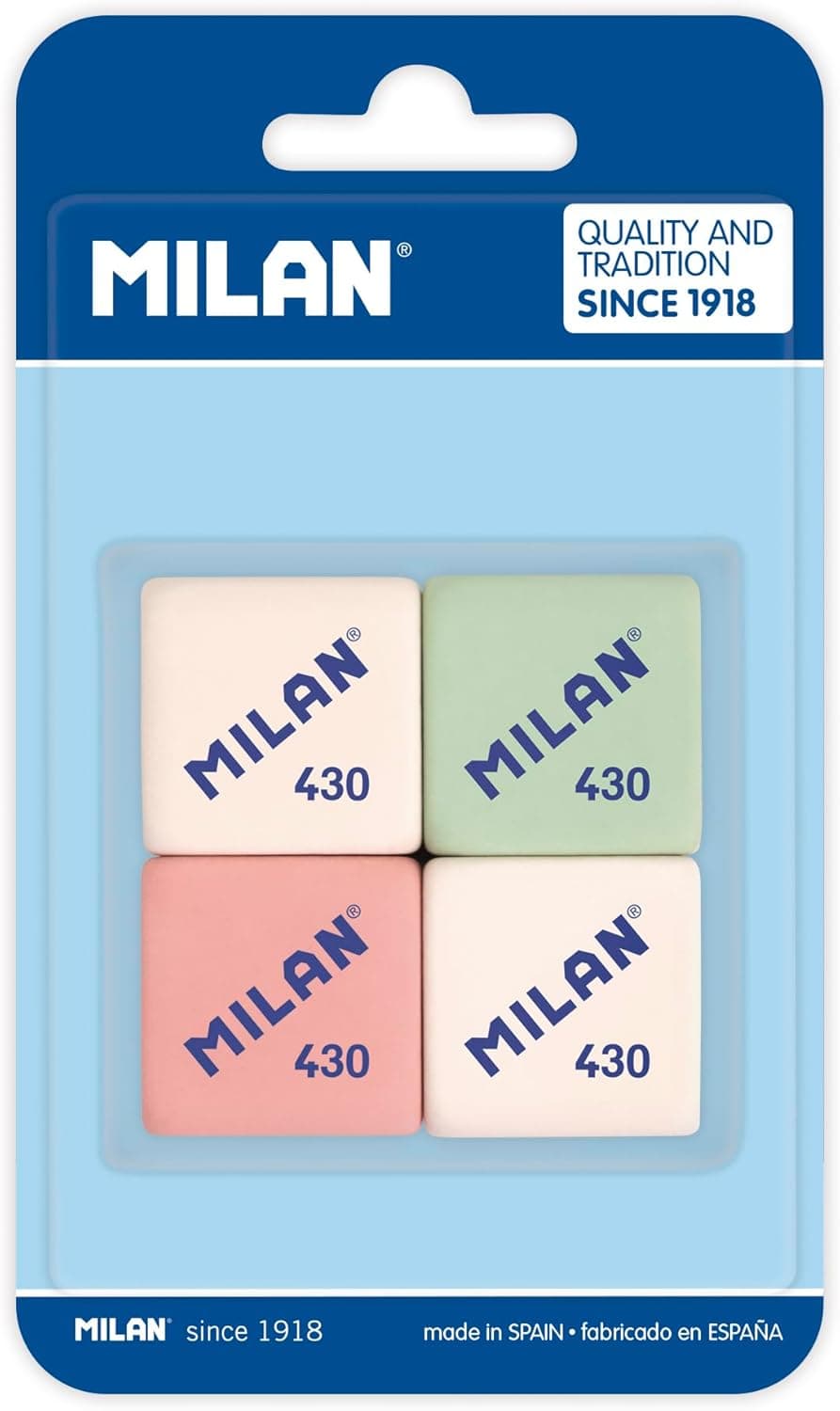 Goma de borrar milan 430 blister , 4 Unidades ( Paquete de 1)