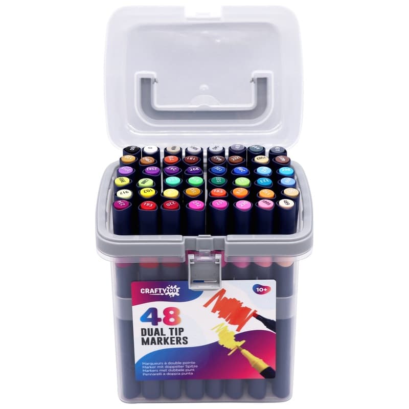 Crafty Co. Dual Tip Profi Permanent alkoholbasierte Marker 48er Set