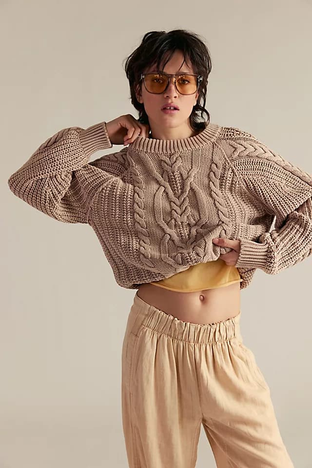 Frankie Cable Knit Cotton Sweater