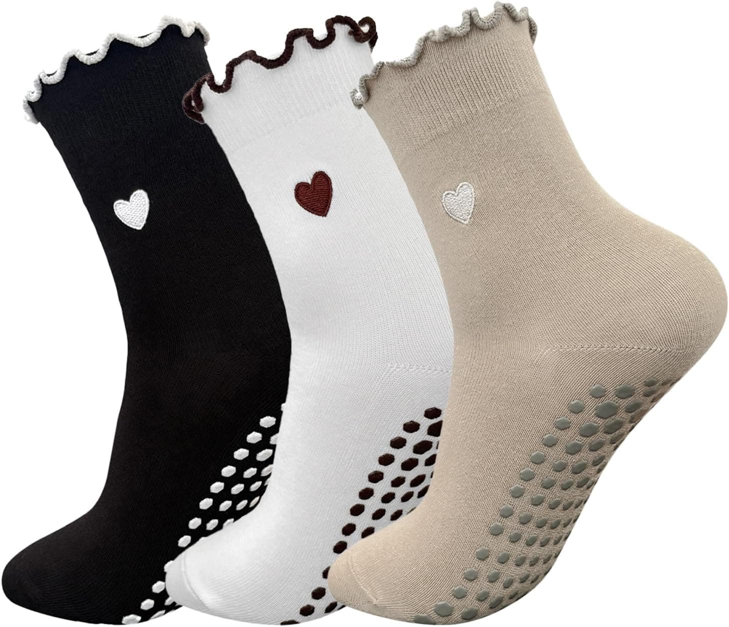 3 Paires Chaussettes Antidérapantes pour Femme Chaussettes Pilates Chaussettes Yoga Femme Chaussettes Antidérapantes pour Danse Yoga Ballet Sport Pilates Randonnée