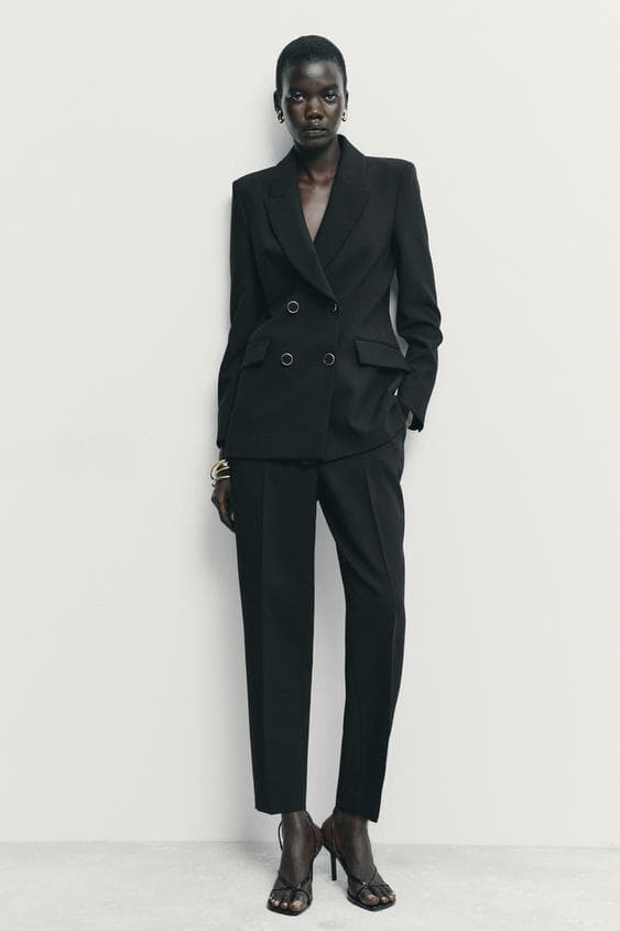 DOUBLE-BREASTED BLAZER WITH SHOULDER PADS