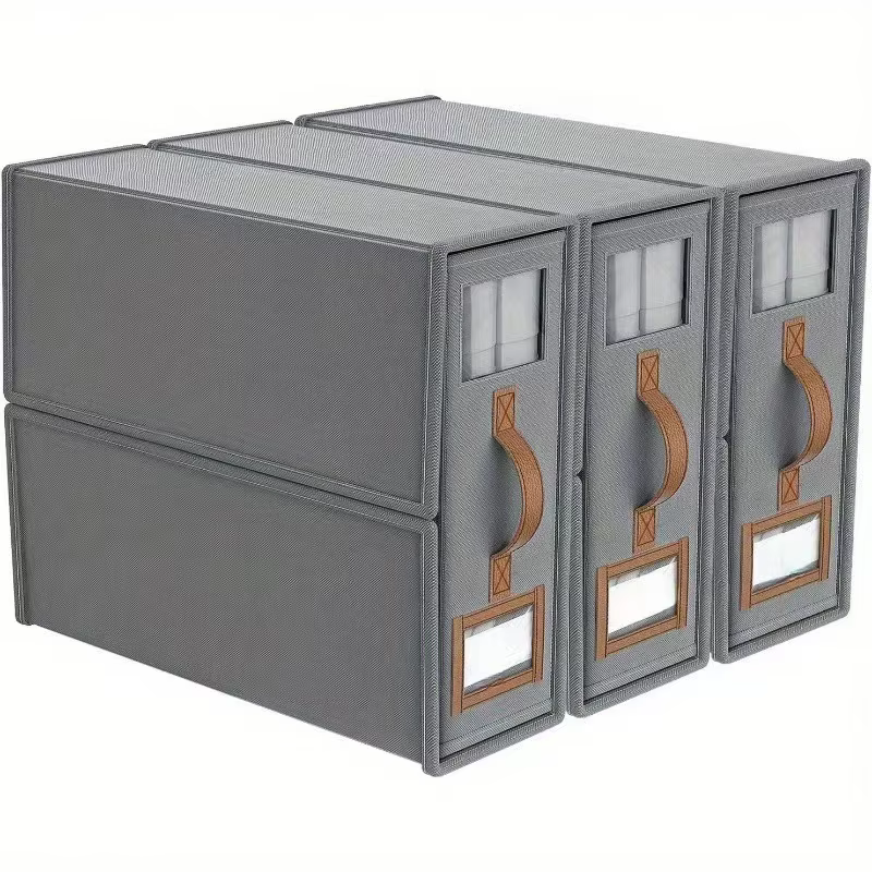 Juego de sábanas plegables, organizadores de armario de tela de lino con ventana, caja de almacenamiento de ropa de cama para sábanas y almohadas - AliExpress 15