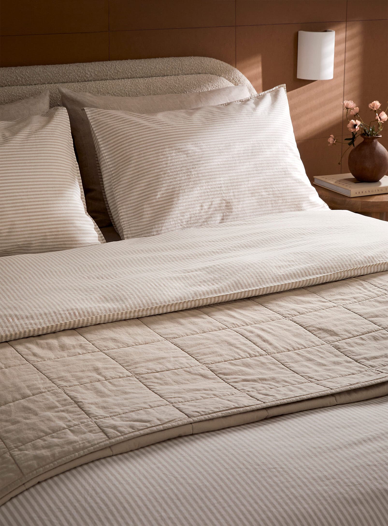 Fine stripe pure organic cotton duvet cover set